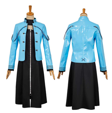 Virgin Punk Costume Ubu Cosplay Blue Coat Outfit For Adult Female Halloween Carnival Suit